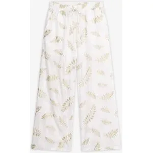 bonprix Palazzo-Hose aus reiner Baumwolle mit Stickereiweiß 42Damen