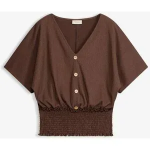 bonprix Shirt aus strukturiertem Crêpebraun 48Damen