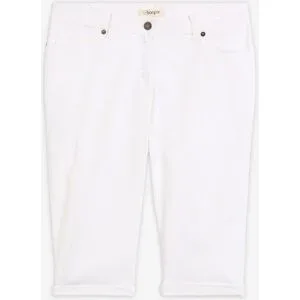 bonprix Jeans Bermuda Mid Waist mit gekrempeltem Saumweiß 48Damen