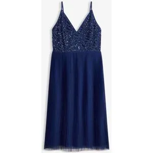 bonprix Midikleid mit Plissee-Rock und Paillettenstickereiblau 48Damen