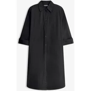 bonprix Hemdblusenkleid aus Baumwoll-Popelineschwarz 50Damen