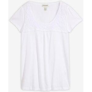 bonprix T-Shirt bequeme Passform, mit Spitzenapplikation in Häkel-Optik, aus Baumwolle