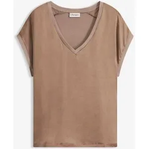 bonprix Blusenshirt Oversize Passform, Kurzarm, Vorderteil aus Satin