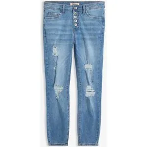 bonprix Skinny-Jeans, Mid Waist, Destroyedblau 50Damen