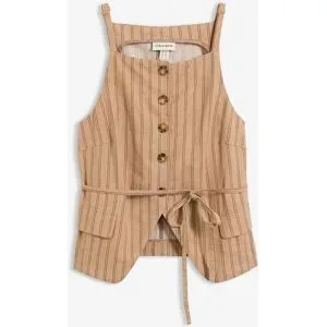 bonprix Blazerweste aus kühlendem Leinen-Mixbeige 48Damen