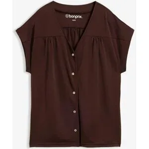 bonprix Shirtbluse aus Viskose Piquébraun 48Damen