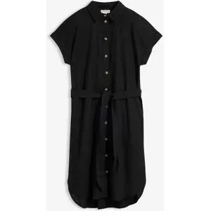 bonprix Hemdblusenkleid mit Leinenanteil und Bindegürtelschwarz 42Damen