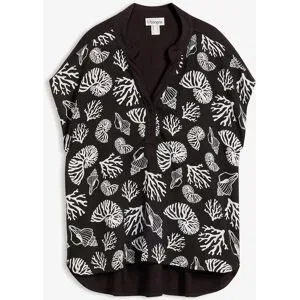 bonprix Blusenshirt im Material-Mixschwarz 46Damen