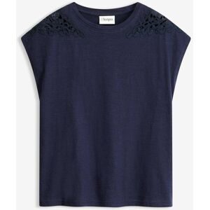 bonprix Shirt mit Spitzeneinsatz aus reiner Baumwolleblau 40Damen