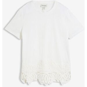 bonprix Shirt mit Seidenanteil und Häkelspitzeweiß 36Damen