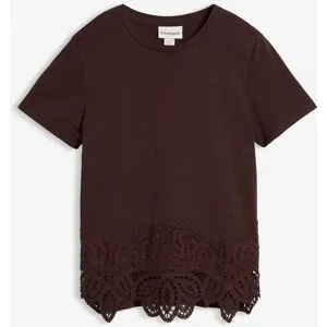 bonprix Shirt mit Seidenanteil und Häkelspitzebraun 36Damen