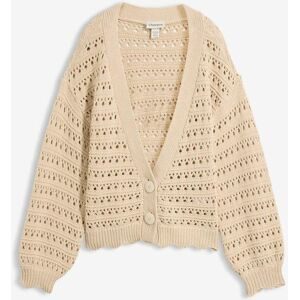 bonprix Ajour-Strickjacke aus reiner Baumwollebeige 40Damen