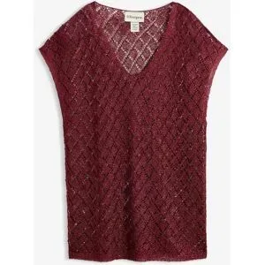 bonprix Strickshirt mit Paillettenrot 36Damen