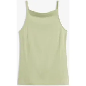 bonprix Spaghetti-Top aus feingerippter Bio-Baumwollegrün 36Damen