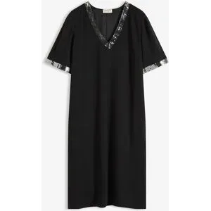 bonprix Chiffonkleid mit Paillettenschwarz 42Damen