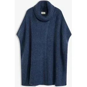 bonprix Poncho-Pullover mit Wollanteilblau 32Damen