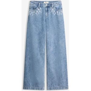 bonprix Wide-Leg-Jeans Mid Waist, Baumwolleblau 50Damen