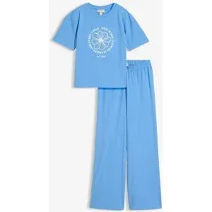 bonprix T-Shirt und Jerseyhose (2-tlg.Set) aus elastischem Baumwoll-Mixblau 176Mädchen