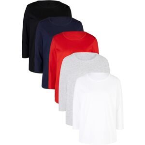 bonprix T-Shirt Packung, 5 Stk. lässig geschnittene Passform, 3/4-Ärmel, Rundhalsausschnitt