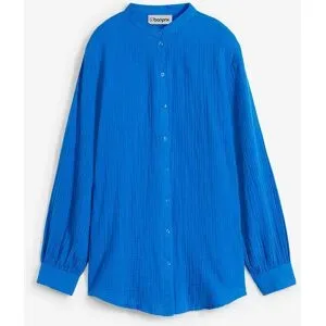 bonprix Longbluse aus luftigem Musselinblau 54Damen