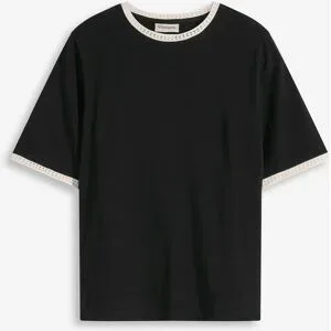 bonprix Shirt mit Spitzenborteschwarz 44Damen