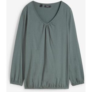 bonprix Langarmshirt mit Gummizug aus reiner Baumwollegrün 52Damen