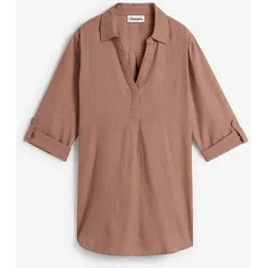 bonprix Leinen-Bluse, 3/4-Armbraun 42Damen