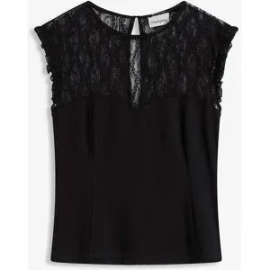 bonprix Top mit Spitzeschwarz 46Damen