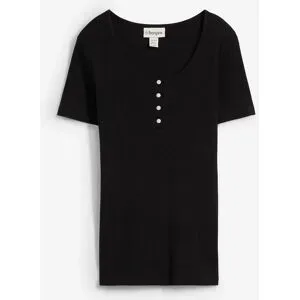 bonprix Henleyshirt aus reiner Bio-Baumwolleschwarz 44Damen