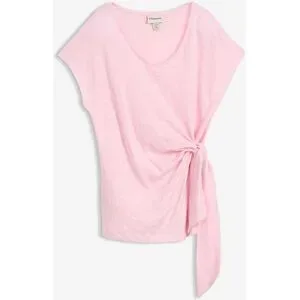 bonprix Wickelshirt aus reinem Leinenrosa 48Damen