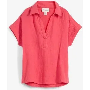 bonprix Kurzarmbluse aus luftigem Musselinpink 50Damen