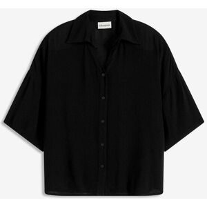 bonprix Kurzarmbluse luftige Kurzarmbluse, Oversize-Passform, mit Hemdblusenkragen