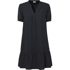 bonprix Minikleid Seitennahttaschen aus Baumwoll-Musselin, Volant, kurze Puffärmel, bequeme A-Linie