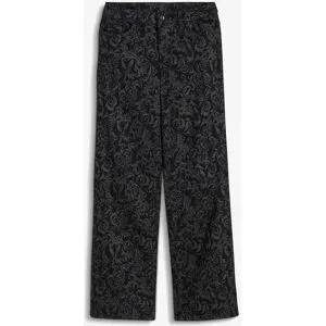 bonprix Wide-Leg-Jeans, Mid Waist mit Glanzmusterschwarz 36Damen