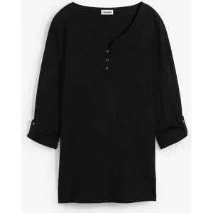 bonprix Langarmshirt gerade Passform, Krempelärmel, Henley-Ausschnitt