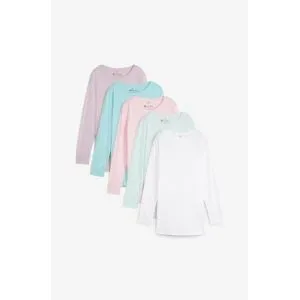 bonprix Longshirt mit Rundhalsausschnitt, Langarm (5er Pack)rosa 44Damen