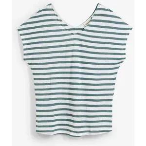bonprix T-Shirt Oversize Passform, Kurzarm, V-Ausschnitt, aus Leinen, pflegeleicht