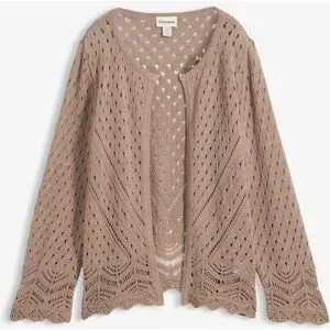 bonprix Ajour-Strickjacke aus reiner Baumwollebraun 44Damen