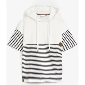 bonprix Kurzarm-Hoodie aus reiner Bio-Baumwolleweiß 52Damen