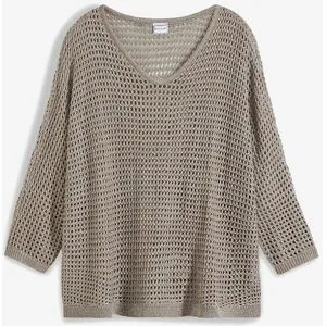 bonprix Ajour-Pullover aus Viskose-Mixbraun 36Damen