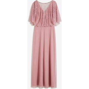 bonprix Maxikleid aus feinem Tüll mit Paillettenstickereipink 42Damen