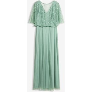 bonprix Maxikleid aus feinem Tüll mit Paillettenstickereigrün 44Damen