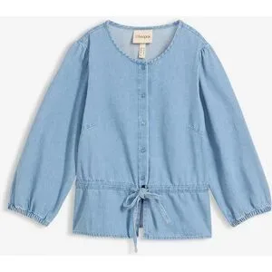 bonprix Jeansbluse mit Puffärmeln, Baumwolleblau 54Damen