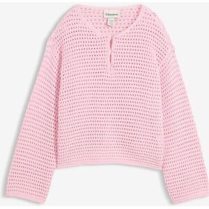 bonprix Boxy Ajour-Pullover aus reiner Baumwollerosa 36Damen
