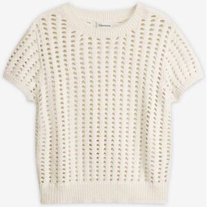 bonprix Kurzarm-Ajour-Pullover aus reiner Baumwolleweiß 52Damen