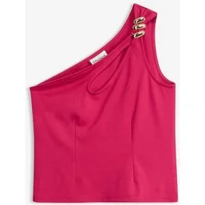 bonprix One-Shoulder-Top mit Schmuck-Detailpink 46Damen