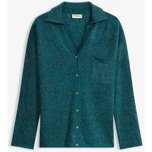 bonprix Ajour Strickhemd mit Glitzergarnpetrol 36Damen
