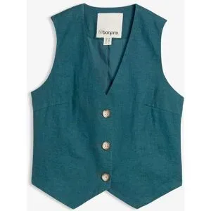 bonprix Weste aus reinem Leinenpetrol 54Damen