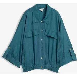 bonprix Blouson aus reinem Leinenpetrol 46Damen