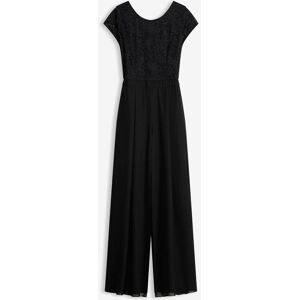 bonprix Overall mit Spitze und Chiffon-Einsatzschwarz 36Damen